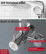 High Pressure Shower Head Set Rain Round Brass Taps Mixer Handheld WELS Silver