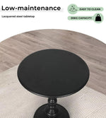 Levede Side Table Vintage End Round Tabletop Steel Base Nightstand Antique Black