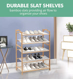 Levede 2x Bamboo Shoe Rack Shoes Organizer Storage Shelves Stand Shelf 5 Tier