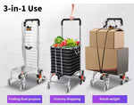 Mountview Foldable Shopping Cart Trolley Basket Grocery Portable Black 40L Wheel