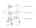 Levede 3 Tiers Kitchen Trolley Cart Steel Storage Rack Shelf Organiser White