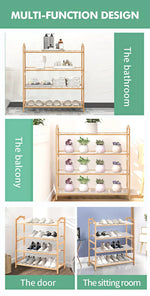 Levede Bamboo Shoe Rack Cabinet Storage Organizer Wooden Stand Shelves 65CM Wide
