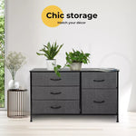 Levede Storage Cabinet Tower Chest of Drawers Dresser Tallboy 5 Drawer Grey
