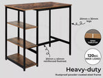 Levede High Bar Table Pub Industrial Storage Shelf Rustic Brown Kitchen 110X60CM