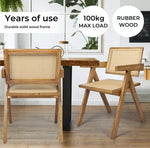 Levede 2x Dining Chair Solid Wood Rattan Armchair Wicker Accent Lounge Chairs