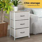 Levede Chest of Drawers Storage Cabinet Tower Dresser Tallboy Beige 3 Drawers