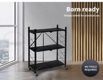 Levede Foldable Storage Shelf Display Rack Bookshelf Shelves Wheel Collapsible