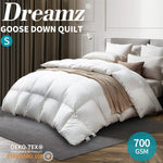 Dreamz 700GSM All Season Goose Down Feather Filling Duvet in Single Size