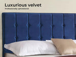 Levede Queen Bed Frame Velvet Mattress Base Platform Wooden Headboard Blue