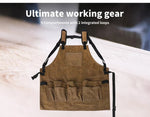 Waxed Canvas Tool Apron Adjustable Workshop Chef Waterproof Woodworking Pockets