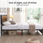 Levede Metal Bed Frame Double Mattress Base Platform Wooden 4 Storage Drawers