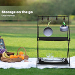 Levede Camping Storage Shelves Portable Hanging Rack Foldable BBQ Picnic 3 Shelf