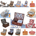 Picnic Basket 2/4 Person Insulated Baskets Set Wicker Outdoor Blanket Gift Park