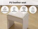 Levede Dressing Table Vanity Set Stool Makeup LEDs Mirror Jewellery Organizer
