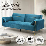 Levede Sofa Bed Convertible Lounge Futon Armrest Couch Velvet 3-Seater Recliner