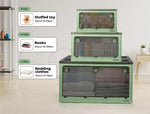 Storage Container Stackable Plastic Organiser Box Foldable 5 Side Open Lid Wheel