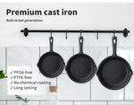 Toque Non Stick Frying Pan Set 3PCS Cast Iron Steak Skillet BBQ Cookware Frypan