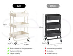 Levede 3 Tiers Kitchen Trolley Cart Steel Storage Rack Shelf Organiser White