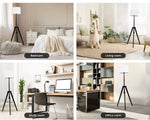 Emitto Floor Lamp Modern Tripod Night Reading Light Wooden Stand Black Shaded