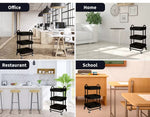 Levede 3 Tiers Kitchen Trolley Cart Steel Storage Rack Shelf Organiser Black
