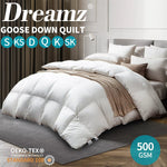 Dreamz Quilts Goose Down Quilt 500GSM Duvet Doona All Season Winter Queen King
