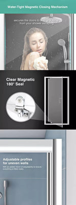 Levede Shower Screen Screens Door Seal Enclosure Glass Panel Frameless Pivot