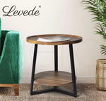 Levede Side Table Coffee Bedside Tables Nightstand Storage Steel Legs 60cm Dia.