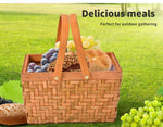 Picnic Basket Deluxe Willow Baskets Outdoor Gift Storage Person Carry Foldable