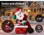 Santaco Inflatable Christmas Decor Santa Chimney 1.2M LED Lights Xmas Party