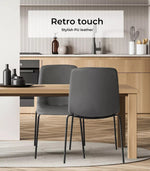 Levede Stackable Dining Chairs Kitchen Lounge Chair PU Leather Grey Set of 4