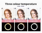 LED Ring Light with Tripod Stand Phone Holder Dimmable Studio Photo Selfie Lamp