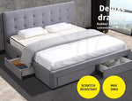 Levede Wooden Bed Frame Double Queen King Mattress Base With 4 Storage Drawers