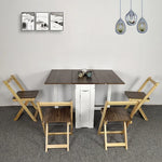 Dining Table and 4 Chairs Set Folding Rectangle Kitchen Table Space Saving