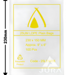 9×6 25um LDPE Poly Bags