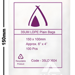 6×4 35um LDPE Poly Bags