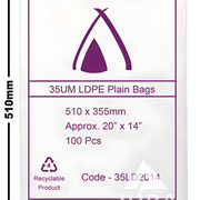 20×14 35um LDPE Poly Bags