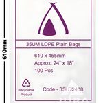 24×18 35um LDPE Poly Bags