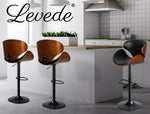 Levede 1x Bar Stools Gas Lift Kitchen Counter Beech Stool Metal Black Barstools