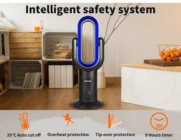 Spector Bladeless Fan Cooler Heater 2 In 1 Air Cool Sleep Timer Remote Control