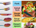 Toque Cutlery Set Stainless Steel 30PCS Knife Dinner Fork Tea Spoon Black Gold