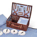 Picnic Basket 4 Person Baskets Set Insulated Willow Outdoor Blanket Gift Storage