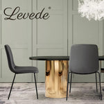 Levede Stackable Dining Chairs Kitchen Lounge Chair PU Leather Grey Set of 4