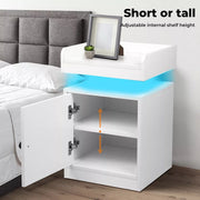 Levede Nightstand RGB LED Bedside Table USB Charge Side Table Drawer Cabinet