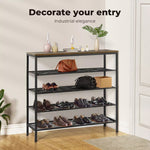 Levede 5-Tier Shoe Rack Console Table Storage Organisers Industrial Steel 100cm