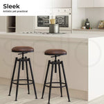 Levede 2x Industrial Bar Stools Kitchen Stool PU Leather Barstools Swivel Chairs