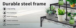 Levede Plant Stand 3 Tier Rectangle Metal Flower Pot Planter Corner Shelf Black.
