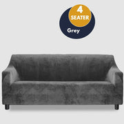 Marlow Sofa Cover High Stretch Slipcovers Soft Plush Protector 4 Seater Grey