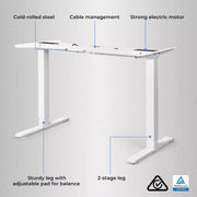 Levede Motorised Standing Desk Adjustable Electric Sit Stand Cable Management
