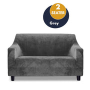 Marlow Sofa Cover High Stretch Slipcovers Soft Plush Protector 2 Seater Grey