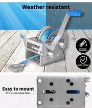 Manan Hand Winch 2000KG /4410LB 3 Speed Manual Car 4WD Boat Marine Trailer 8M